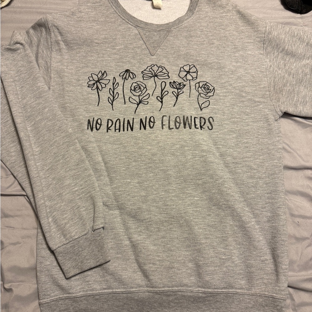 Gray Sweatshirt with Floral Design